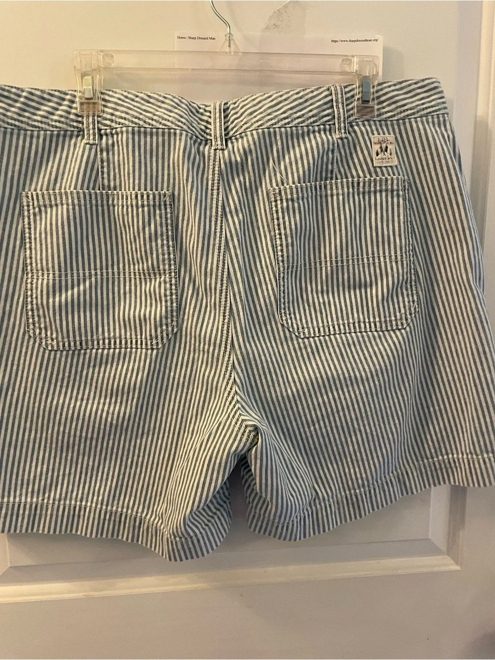 Ralph Lauren Navy and White Striped Cotton Shorts
